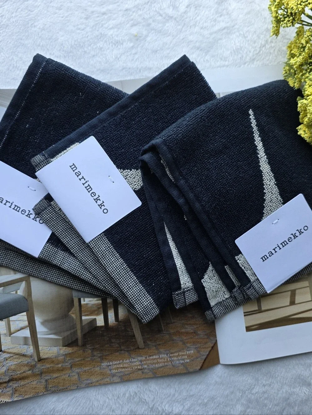MARIMEKKO 3pc Unikko Mini Towel - Black/Offwhite - Picture 3 of 7